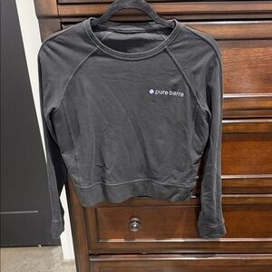 Pure Barre Black Long Sleeve Cropped Sweatshirt